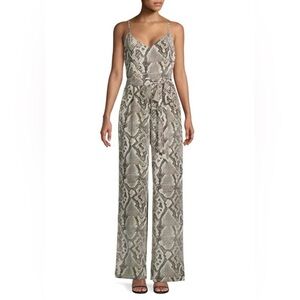 L’AGENCE Jackie Silk Snakeskin Camisole Jumpsuit Size 2 NWT Natural Multi